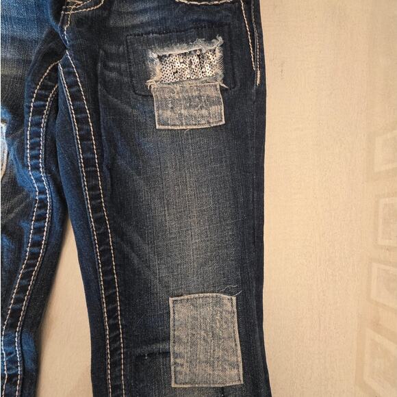 Miss Me Women's Denim Boot Jean SZ 26 Sequin Patchwork Y2K Low Rise - Picture 7 of 11